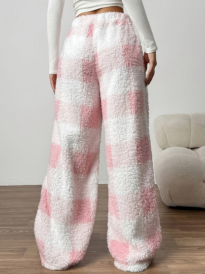 Robyn | Women's Plaid Fleece Wide Leg Sweatpant