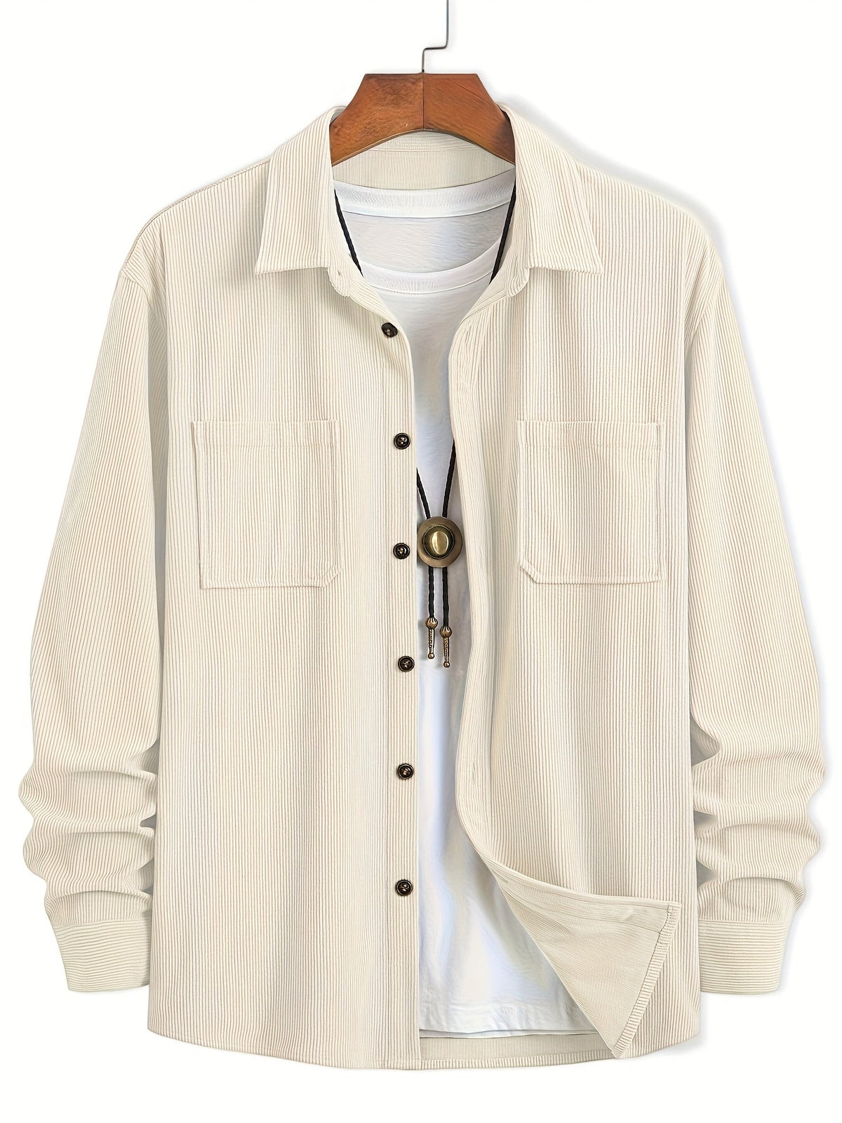 Textured casual button-up overshirt for men | Ellison Cord -7
