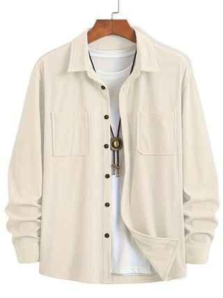 Textured casual button-up overshirt for men | Ellison Cord -7