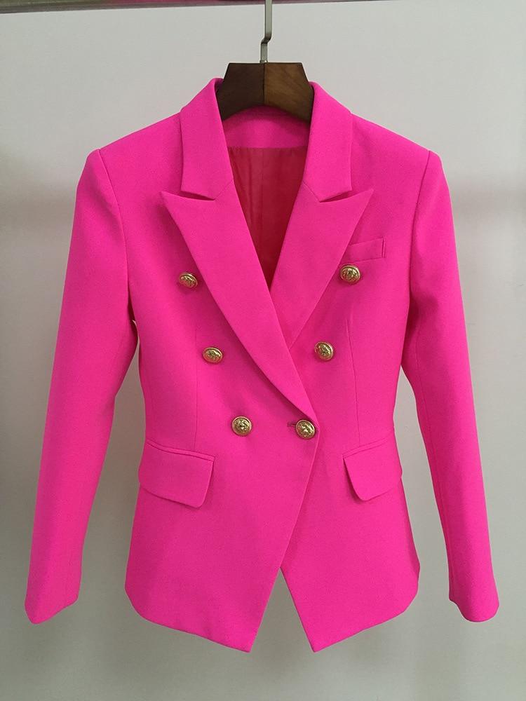 Double-breasted gold-button tailored blazer for women | Vivienne -15