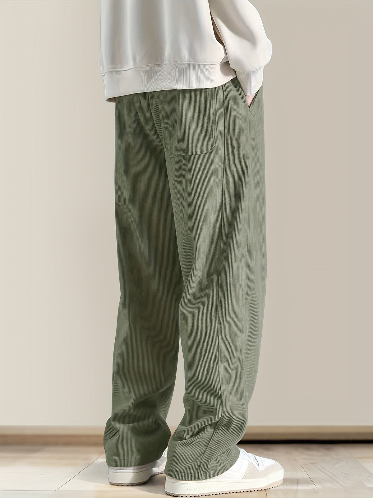 Relaxed corduroy drawstring casual trousers for men | Ellison -10