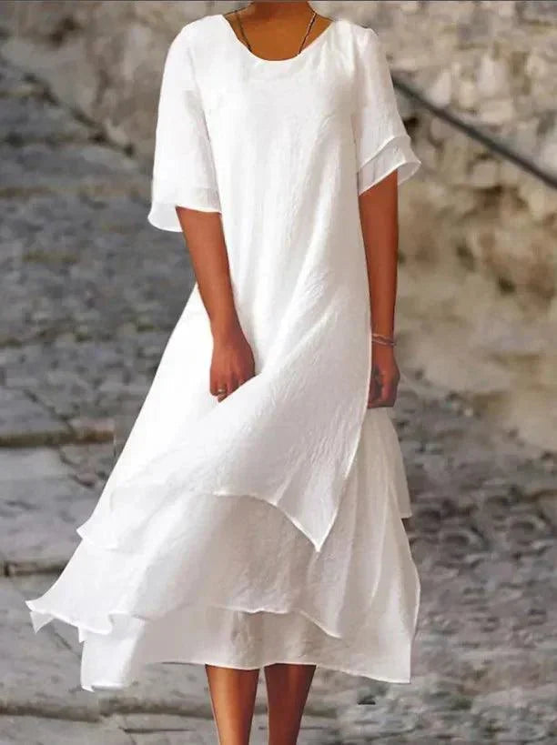 Layered flowy elegant midi dress for women | Jasmine -2