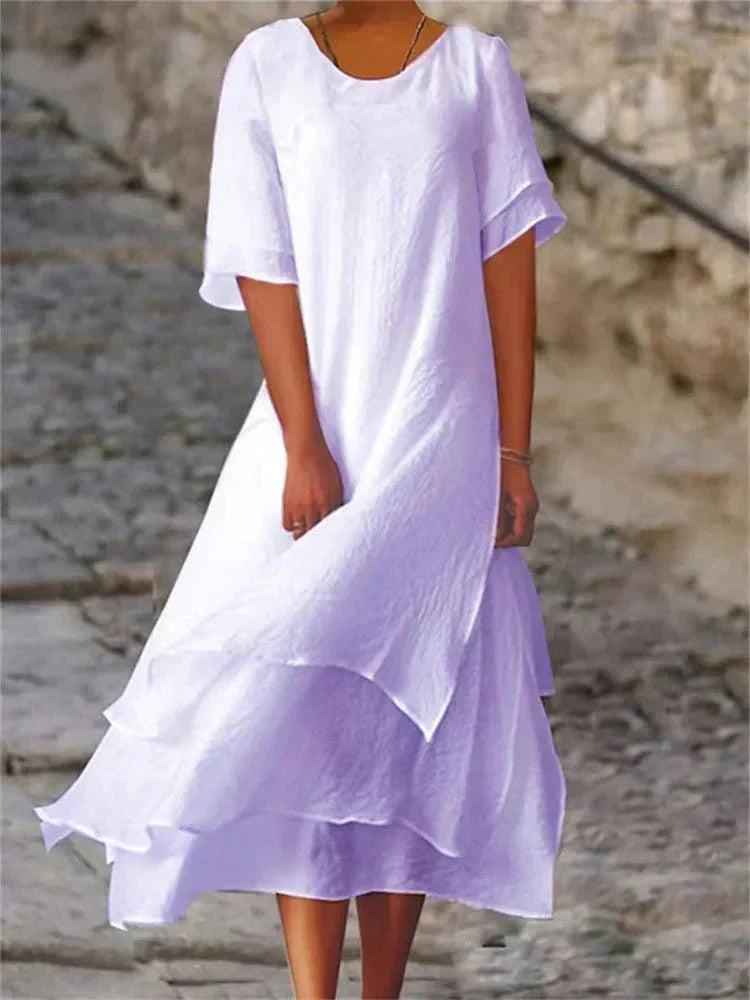 Layered flowy elegant midi dress for women | Jasmine -3