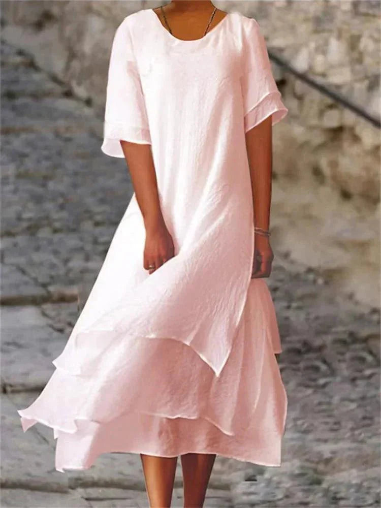 Layered flowy elegant midi dress for women | Jasmine -5