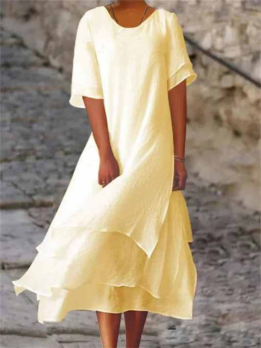 Layered flowy elegant midi dress for women | Jasmine -1