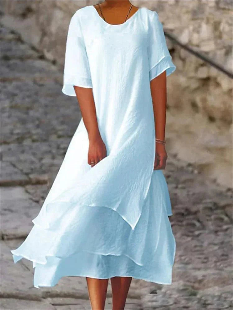 Layered flowy elegant midi dress for women | Jasmine -4
