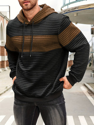 Tavren | Men's Textured Color Block Pullover Hoodie