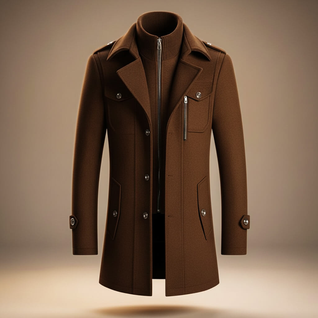 Structured wool-blend tailored seam winter coat for men | Marco -2