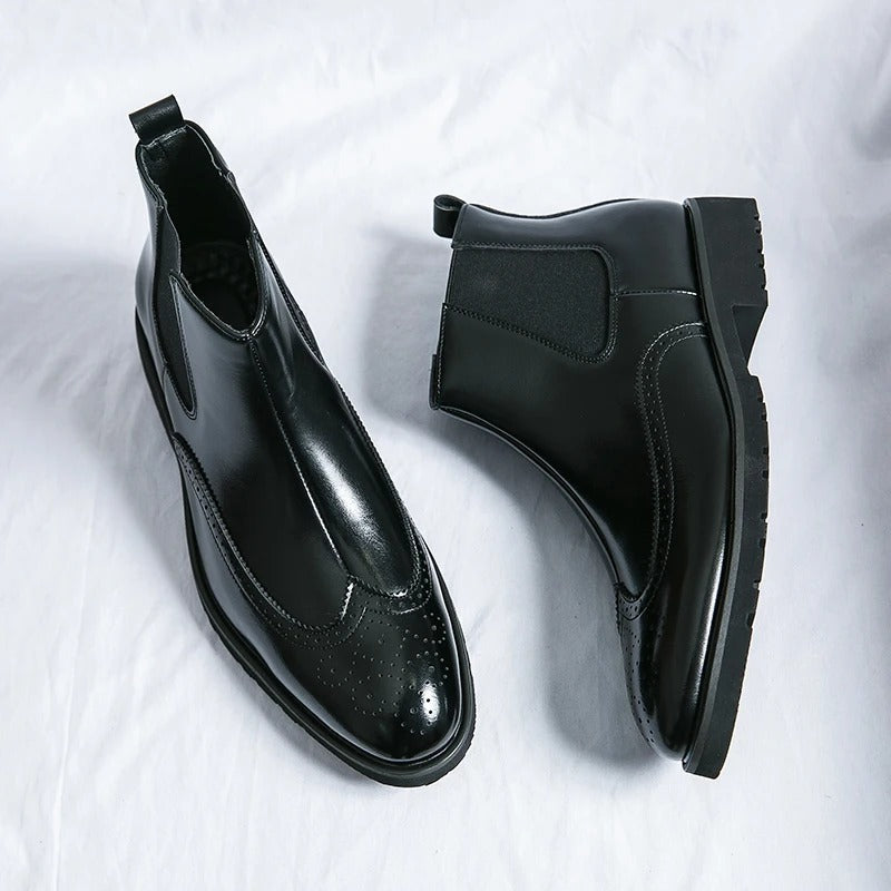 Genuine leather brogue-detail Chelsea boots for men | Alden -16
