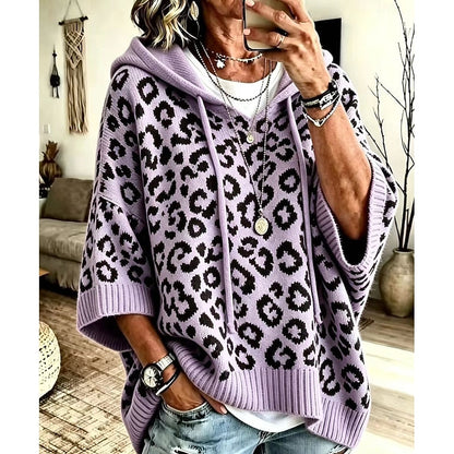 Solvenne | Women's Animal Print Hooded Sweater