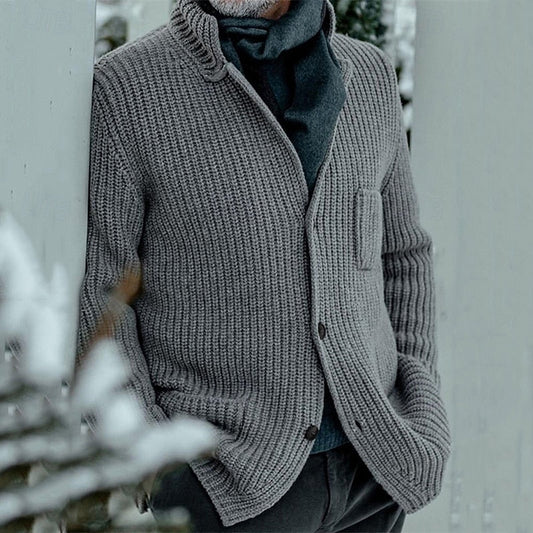 Corwin | Men's Ribbed Stand Collar Button Cardigan