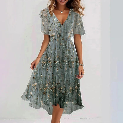 Elegant colourful printed midi dress for women | Yara -10