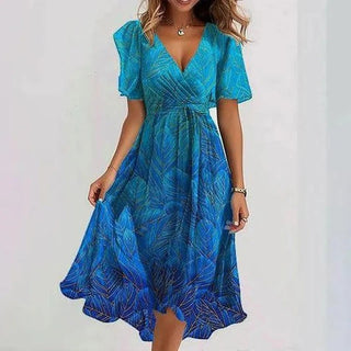 Elegant colourful printed midi dress for women | Yara -9