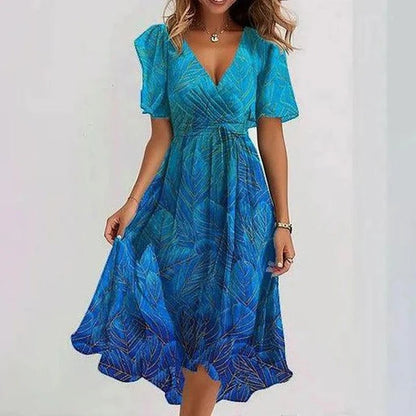 Elegant colourful printed midi dress for women | Yara -9
