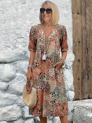 Vibrant everyday midi dress for women | Andrea -6