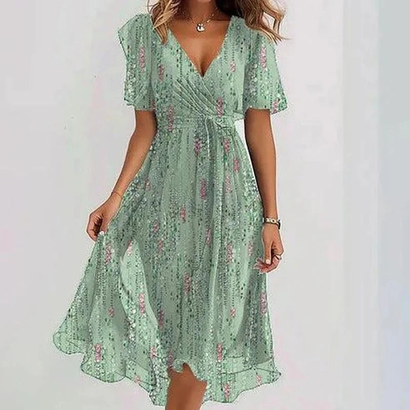Elegant colourful printed midi dress for women | Yara -7