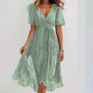 Elegant colourful printed midi dress for women | Yara -7
