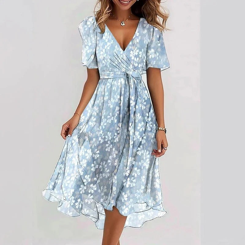 Elegant colourful printed midi dress for women | Yara -6