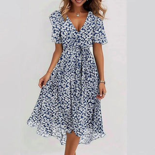 Elegant colourful printed midi dress for women | Yara -5