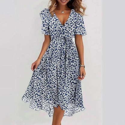 Elegant colourful printed midi dress for women | Yara -5