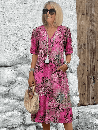 Ocean print relaxed midi dress for women | Skyler -6