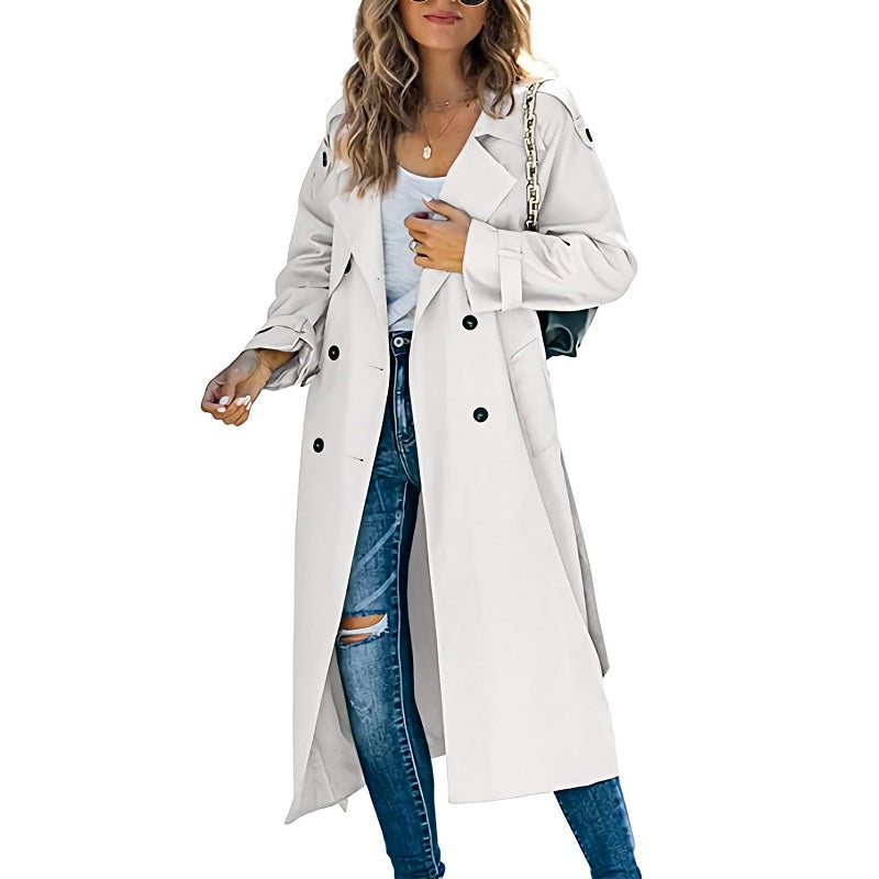 Long timeless silhouette everyday trench coat for women | Selene -1