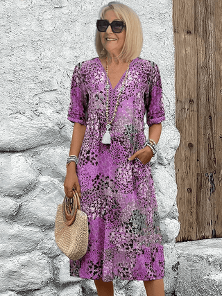 Ocean print relaxed midi dress for women | Skyler -7