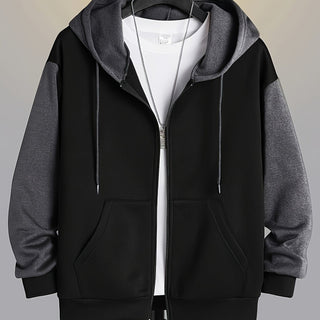 Dervan | Men's Color Block Full Zip Hooded Sweatshirt