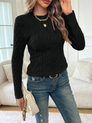 Valessa | Women's Cable Knit Twist Long Sleeve Sweater