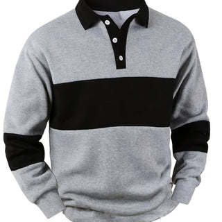 Calvren | Men's Color Block Long Sleeve Polo Shirt