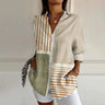 Striped Blouse with Color Block