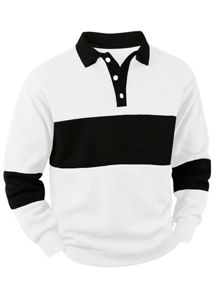Calvren | Men's Color Block Long Sleeve Polo Shirt
