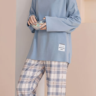 Sylvara | Women's Plaid Long Sleeve Pullover Set