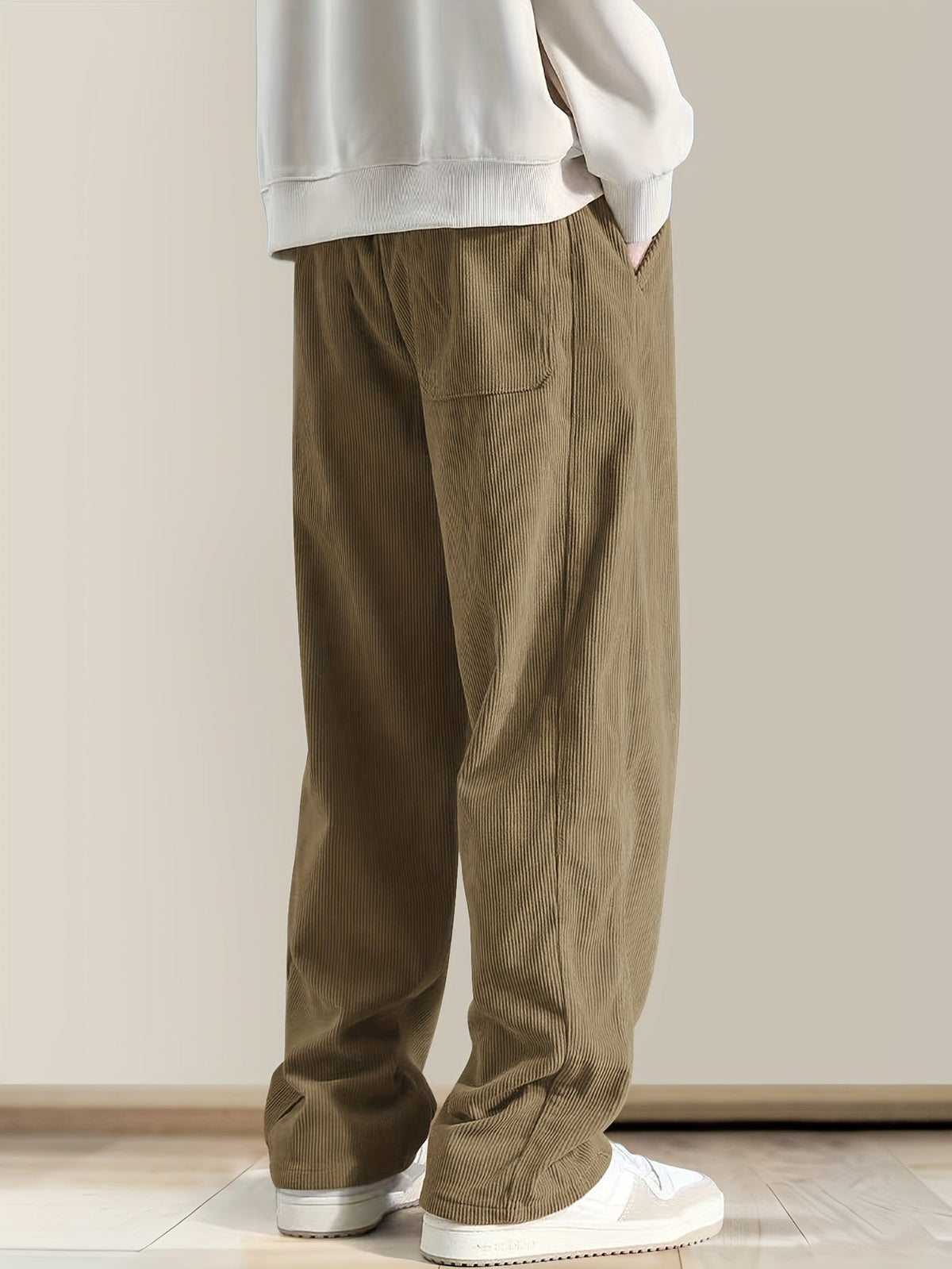 Relaxed corduroy drawstring casual trousers for men | Ellison -12