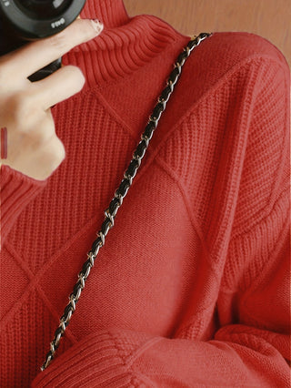Mirelle | Women's Textured Turtleneck Diamond Knit Sweater