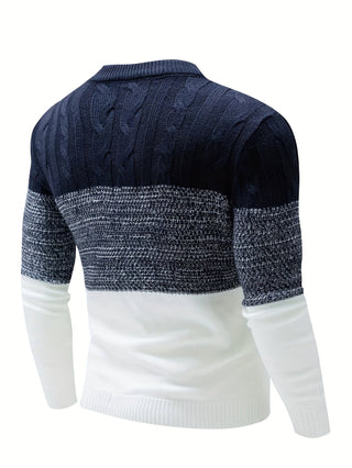Valren | Men's Color Block Crew Neck Knit Sweater