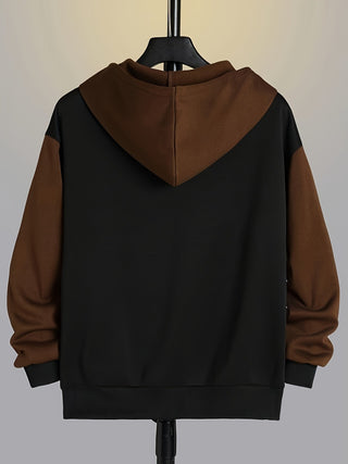 Dervan | Men's Color Block Full Zip Hooded Sweatshirt