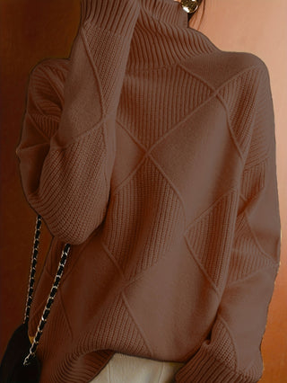 Mirelle | Women's Textured Turtleneck Diamond Knit Sweater