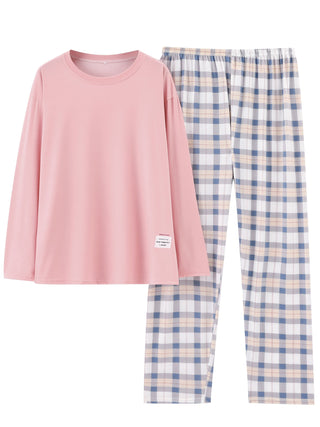 Sylvara | Women's Plaid Long Sleeve Pullover Set