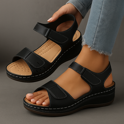 Mireva | Women's Soft Leather Orthopedic Wedge Sandals