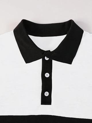Calvren | Men's Color Block Long Sleeve Polo Shirt