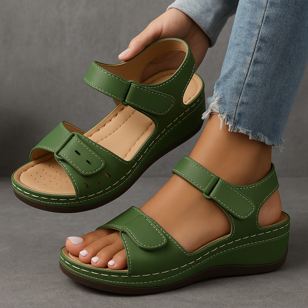 Mireva | Women's Soft Leather Orthopedic Wedge Sandals