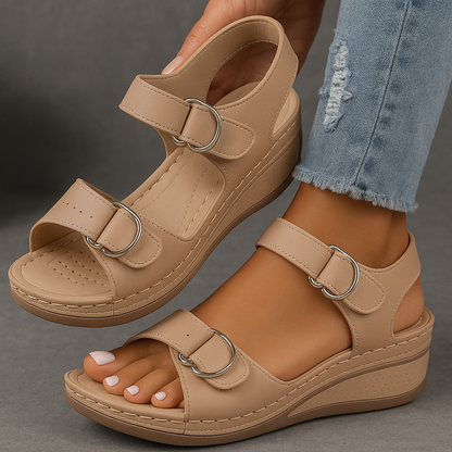 Mireva | Women's Soft Leather Orthopedic Wedge Sandals