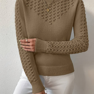 Celestra | Women's Pointelle Knit Round Neck Sweater