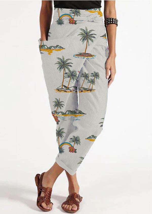 Grey Asymmetrical High-Waist Harem Pants For Women | Kaelis