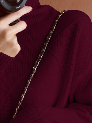 Mirelle | Women's Textured Turtleneck Diamond Knit Sweater