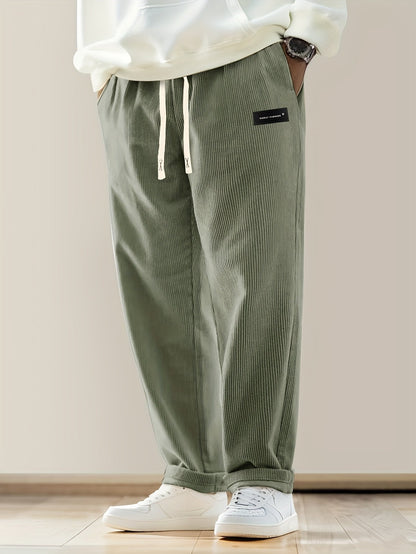 Relaxed corduroy drawstring casual trousers for men | Ellison -4