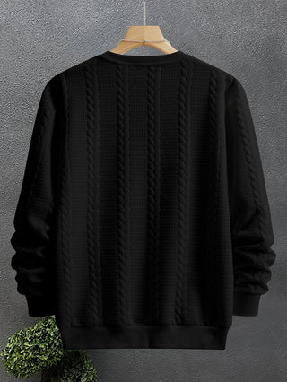 Alveron | Men's Textured Crew Neck Cable Knit Sweatshirt