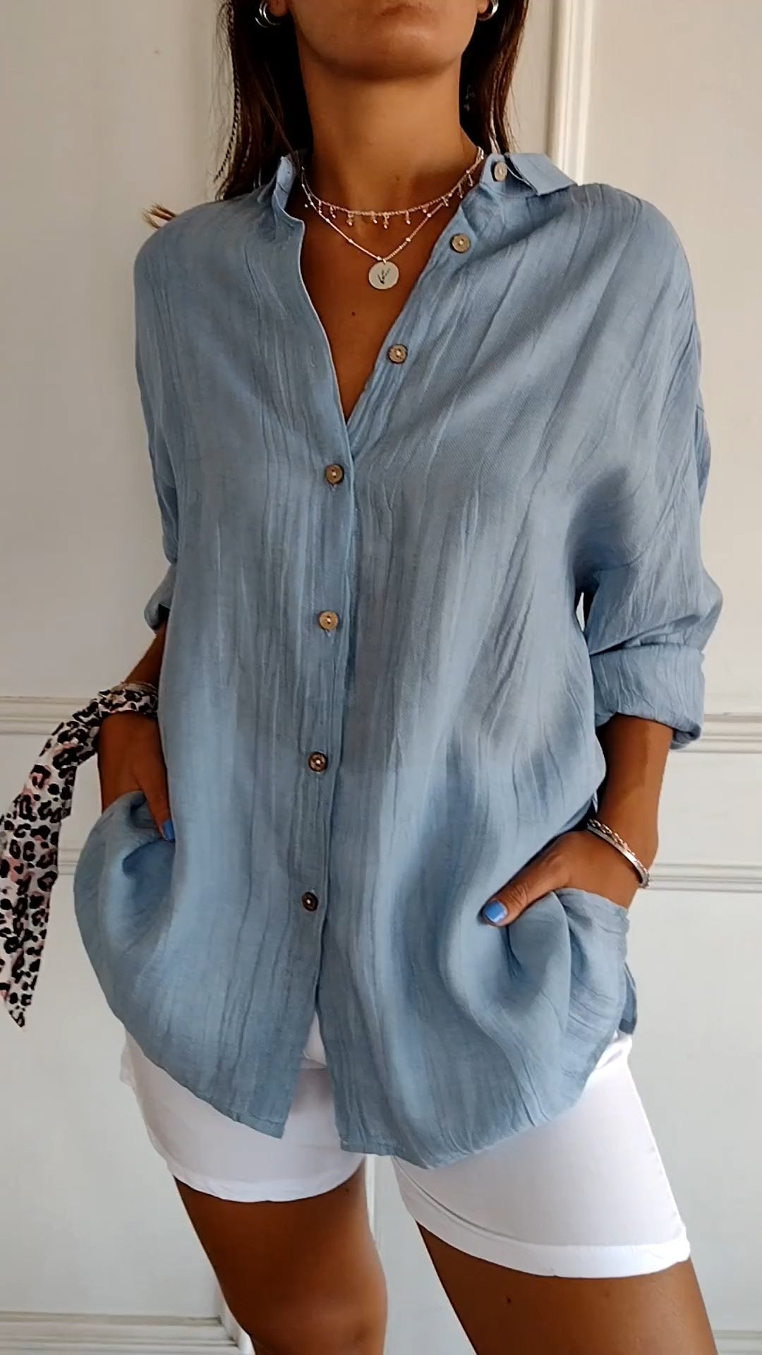 Elegant oversized everyday casual blouse for women | Emily -1