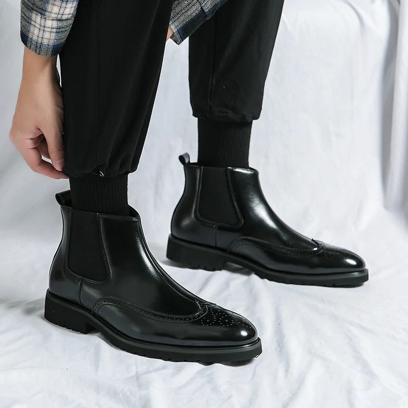 Genuine leather brogue-detail Chelsea boots for men | Alden -18